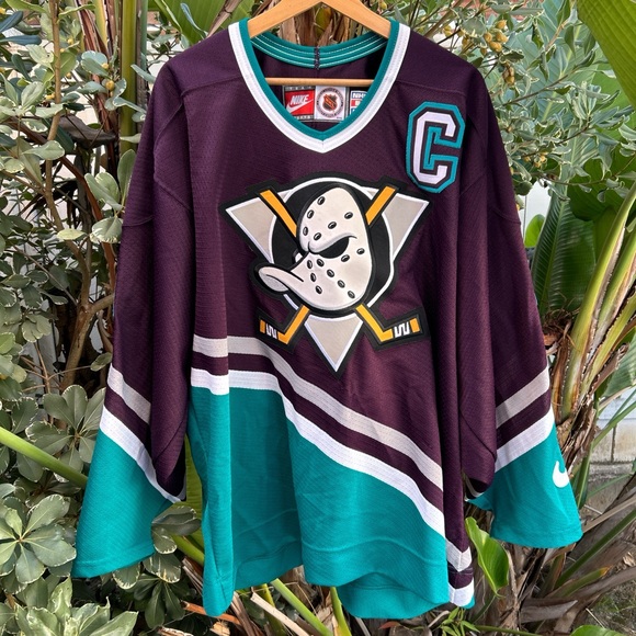 Vintage 90s Nike Mighty Ducks Paul Kariya C Jersey XL Canada 26x32